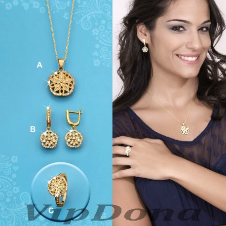 SET IZA :: EARRINGS, RING, PENDANT WITH CHAIN